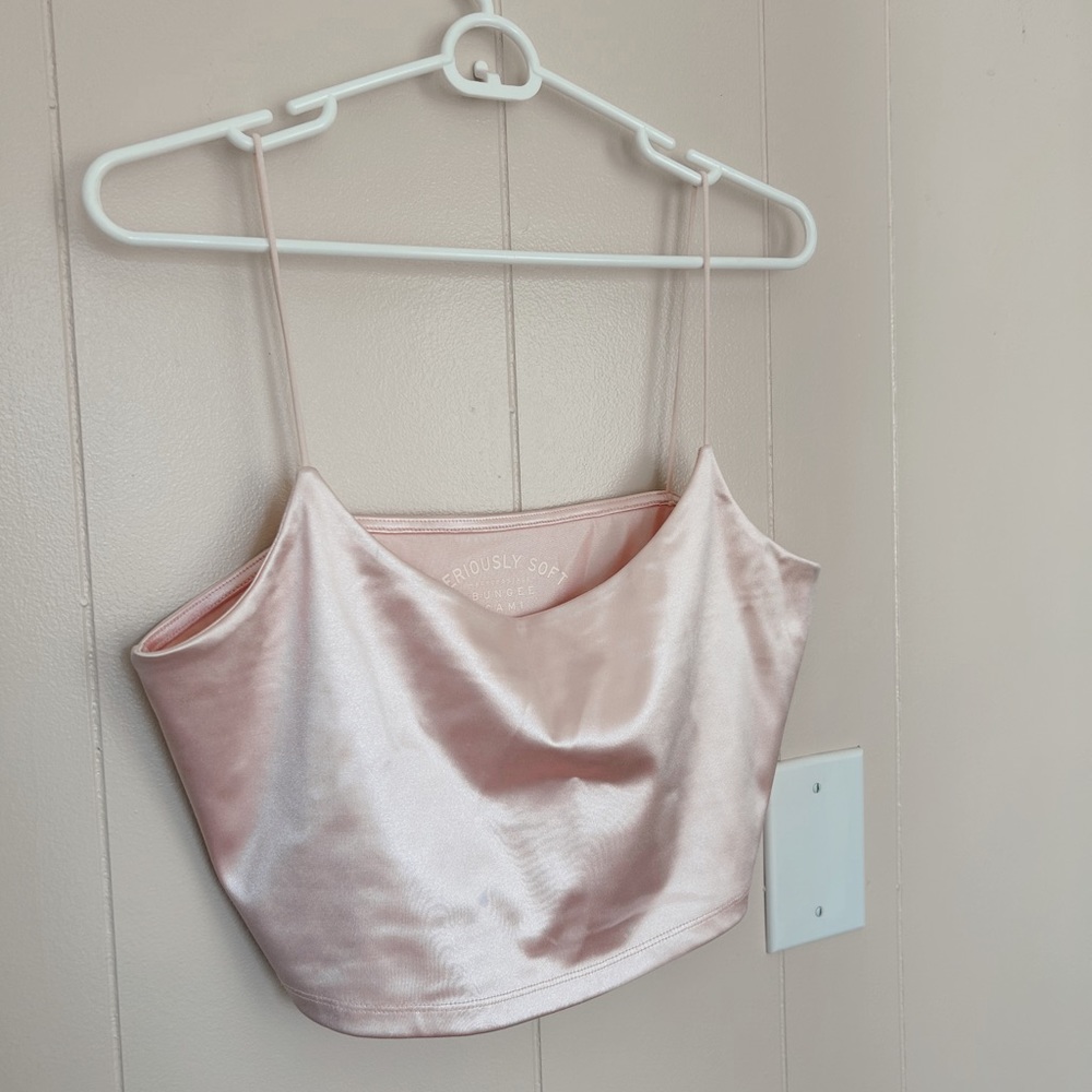 Satin pink crop top